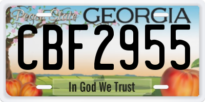 GA license plate CBF2955
