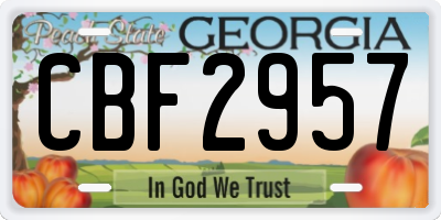 GA license plate CBF2957