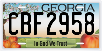 GA license plate CBF2958