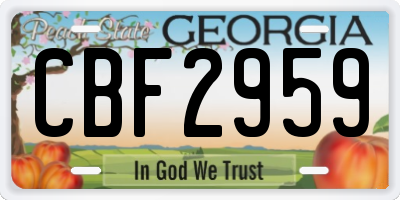 GA license plate CBF2959