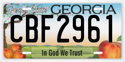 GA license plate CBF2961