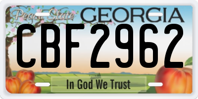 GA license plate CBF2962