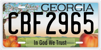 GA license plate CBF2965