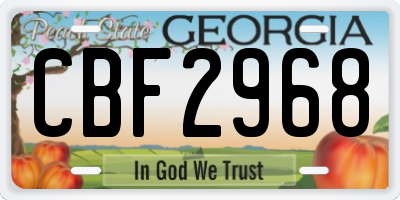 GA license plate CBF2968