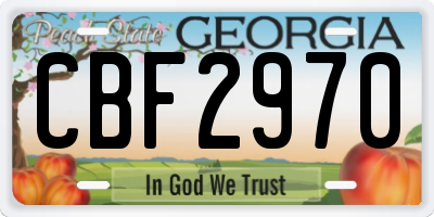 GA license plate CBF2970
