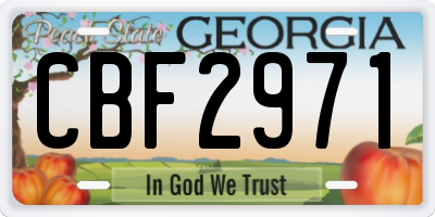 GA license plate CBF2971