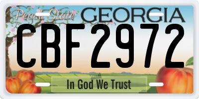 GA license plate CBF2972