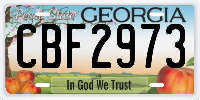 GA license plate CBF2973