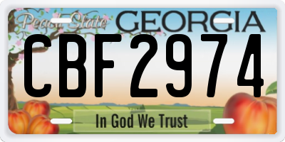 GA license plate CBF2974