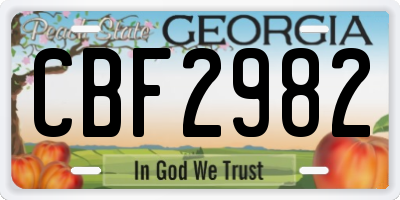 GA license plate CBF2982