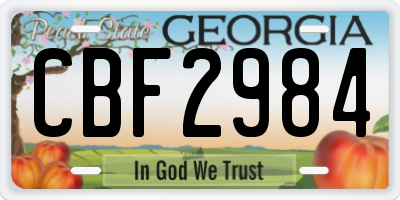 GA license plate CBF2984