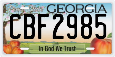 GA license plate CBF2985