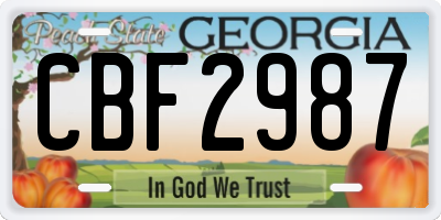 GA license plate CBF2987