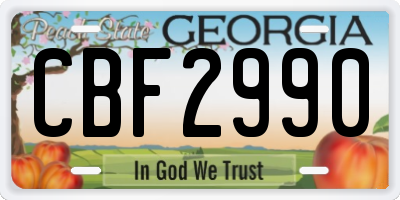 GA license plate CBF2990