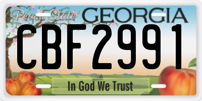 GA license plate CBF2991