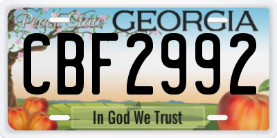 GA license plate CBF2992