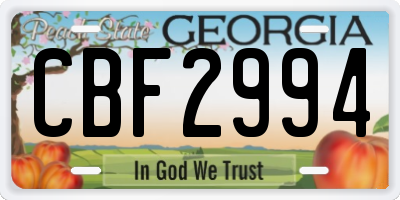 GA license plate CBF2994