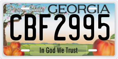 GA license plate CBF2995