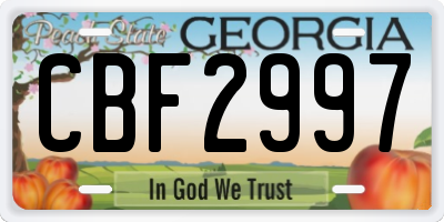 GA license plate CBF2997