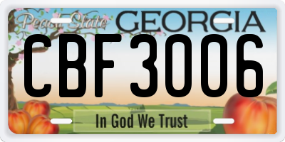 GA license plate CBF3006