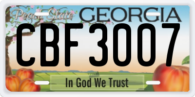 GA license plate CBF3007