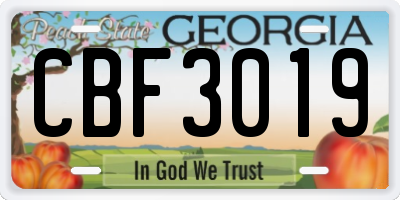 GA license plate CBF3019