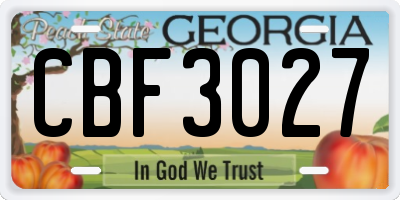 GA license plate CBF3027
