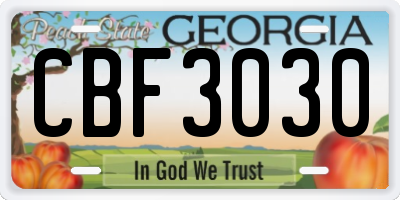 GA license plate CBF3030