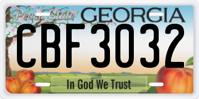 GA license plate CBF3032