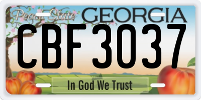 GA license plate CBF3037