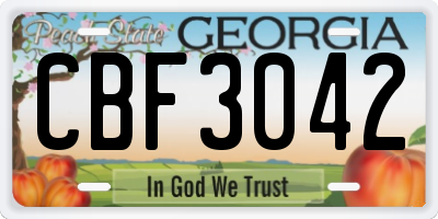 GA license plate CBF3042