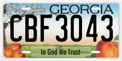 GA license plate CBF3043