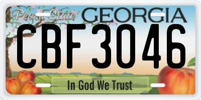 GA license plate CBF3046