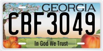 GA license plate CBF3049