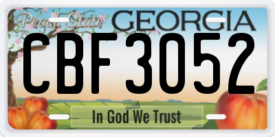 GA license plate CBF3052