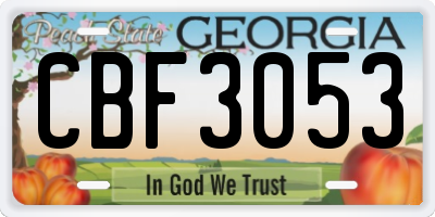 GA license plate CBF3053