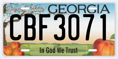 GA license plate CBF3071