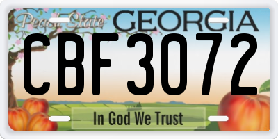 GA license plate CBF3072