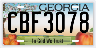 GA license plate CBF3078