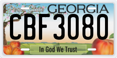 GA license plate CBF3080