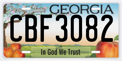 GA license plate CBF3082