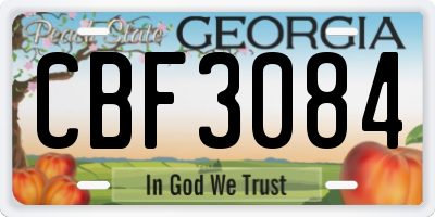 GA license plate CBF3084