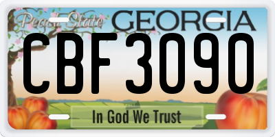 GA license plate CBF3090