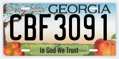 GA license plate CBF3091
