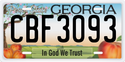 GA license plate CBF3093