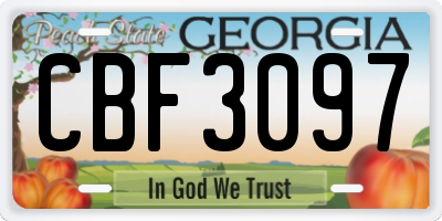 GA license plate CBF3097
