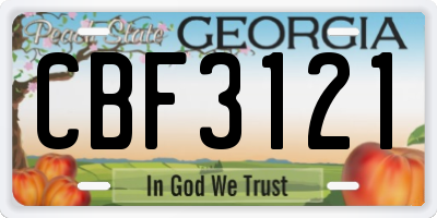 GA license plate CBF3121
