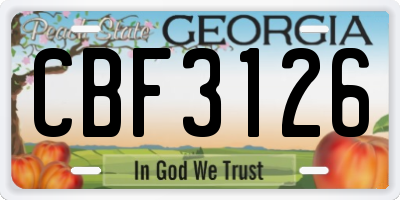 GA license plate CBF3126