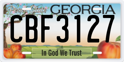 GA license plate CBF3127