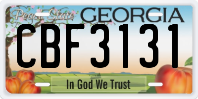 GA license plate CBF3131